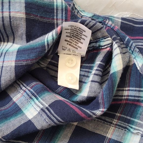 Aeropostale Navy Blue Plaid Button-Up Shirt For Women - Picture 9 of 10